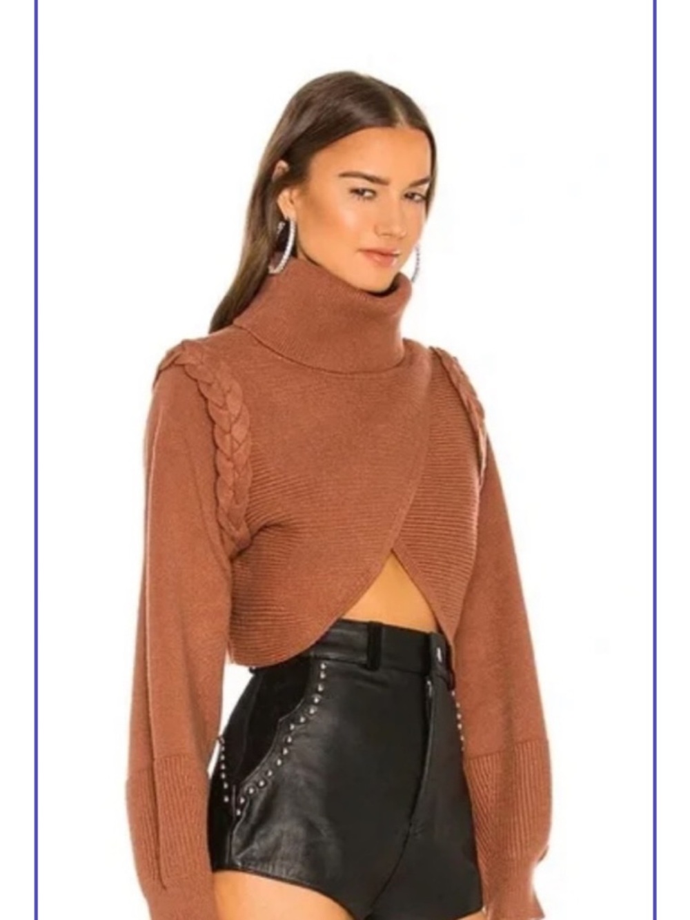 NWT Michael Costello Fresia x Revolve Sweater Caramel Brown Cropped Small